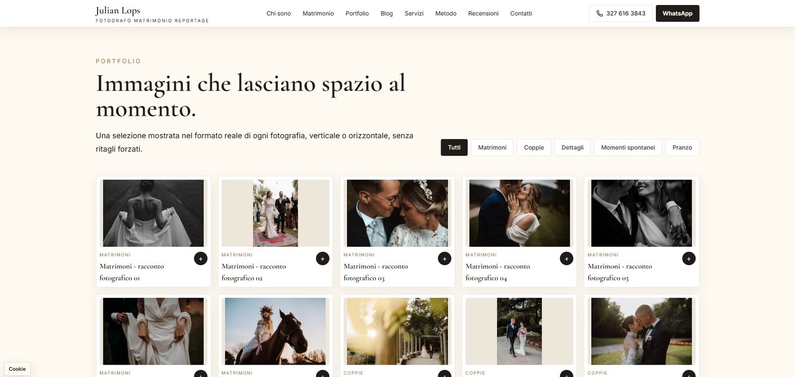 Screenshot desktop del portfolio fotografico Julian Lops