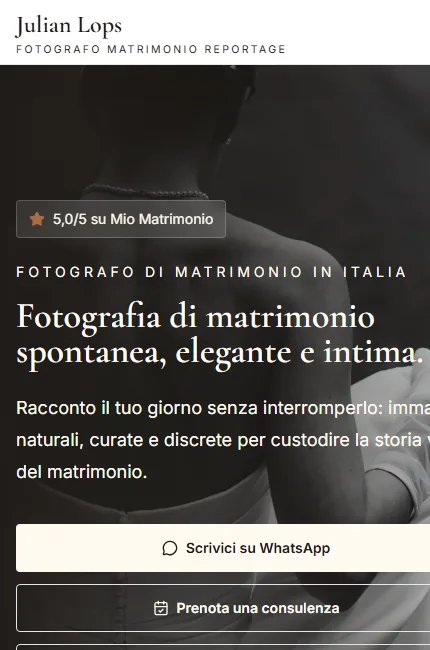 Homepage mobile aggiornata del sito Julian Lops