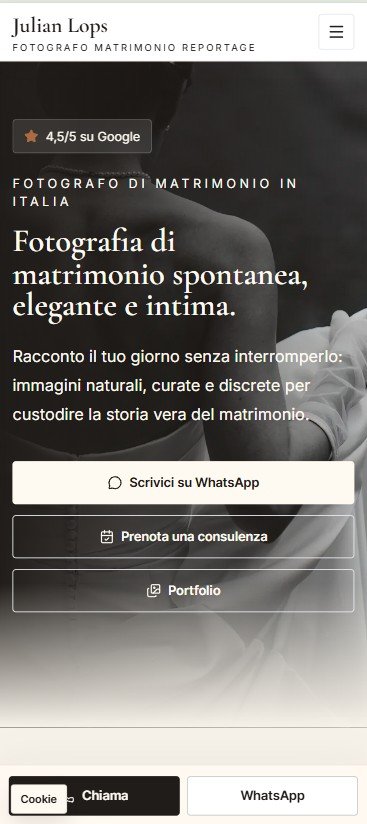 Screenshot mobile della home del sito Julian Lops