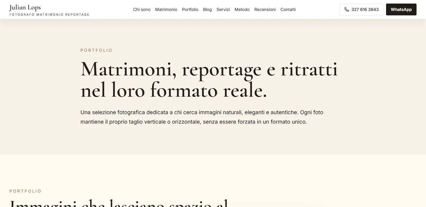 Pagina portfolio del fotografo Julian Lops