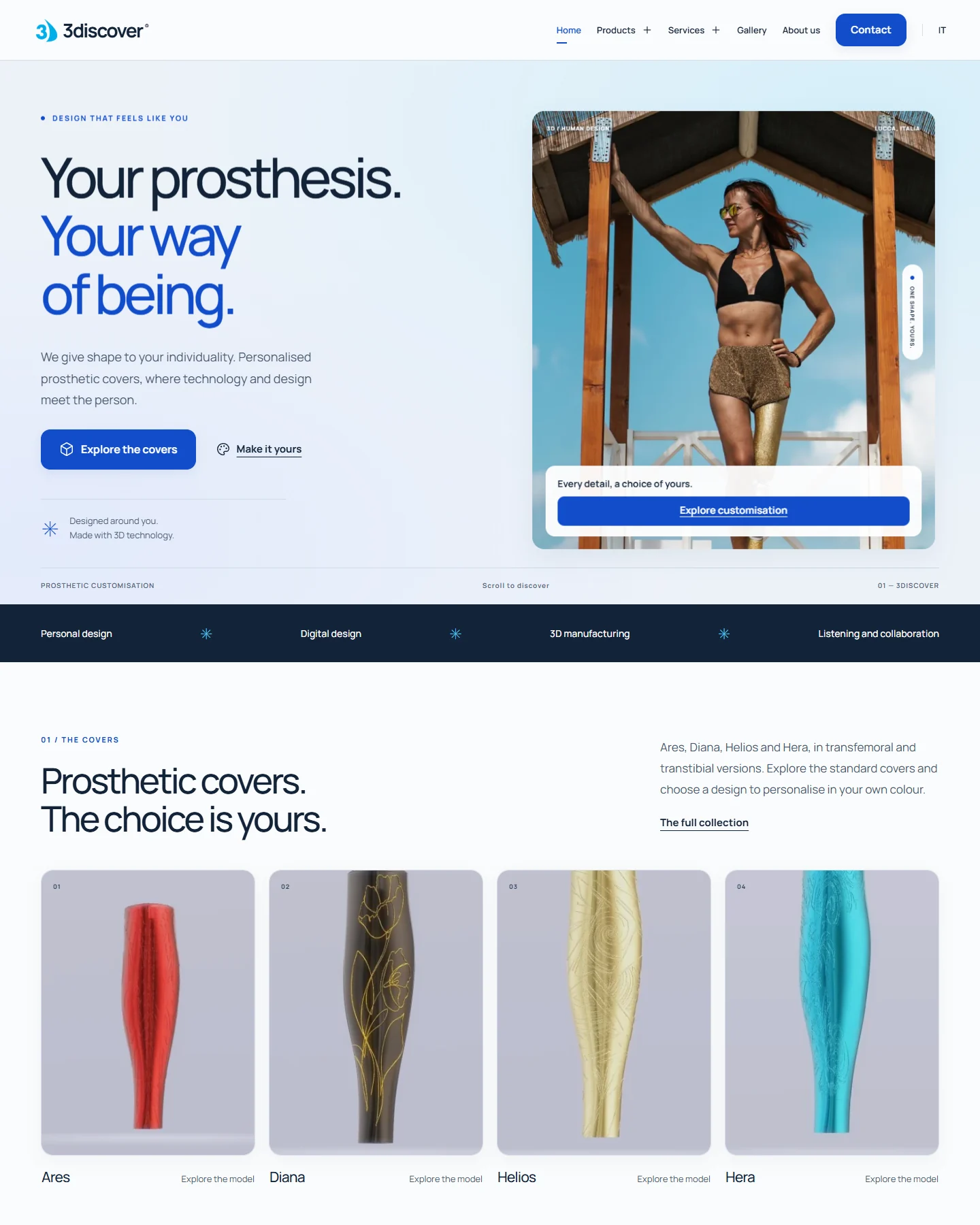 3discover English homepage with translated navigation and content