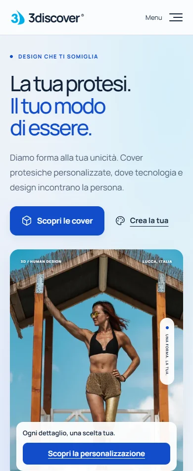 3discover smartphone homepage with a readable headline and generous buttons