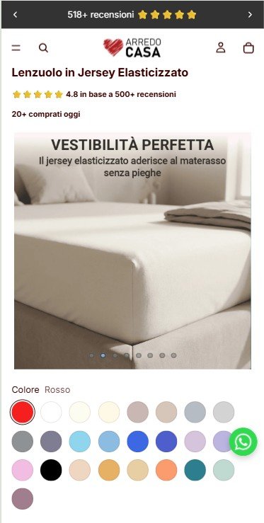 Pagina prodotto mobile ArredoCasa con immagini AI create da E-ROE