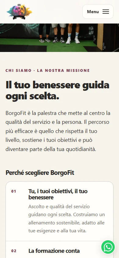 BorgoFit mission on the mobile homepage