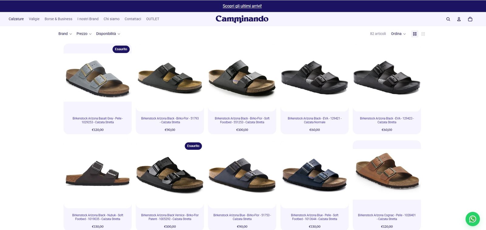 Pagina prodotti Camminando dopo il rifacimento