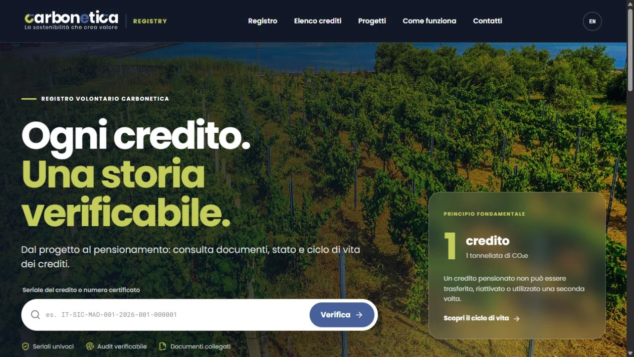 Anteprima del progetto Carbonetica Registry