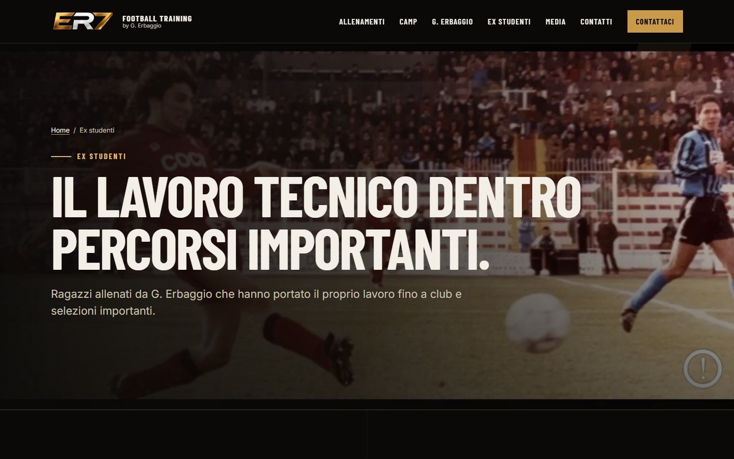 Sezione ex studenti del sito ER7 Football Training