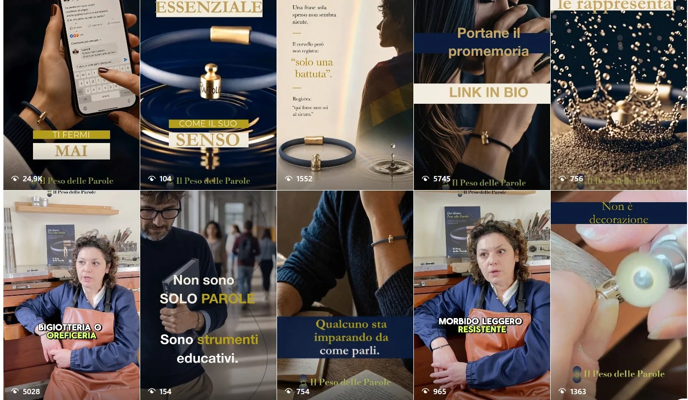 Galleria di Reel e contenuti social creati per Il Peso delle Parole