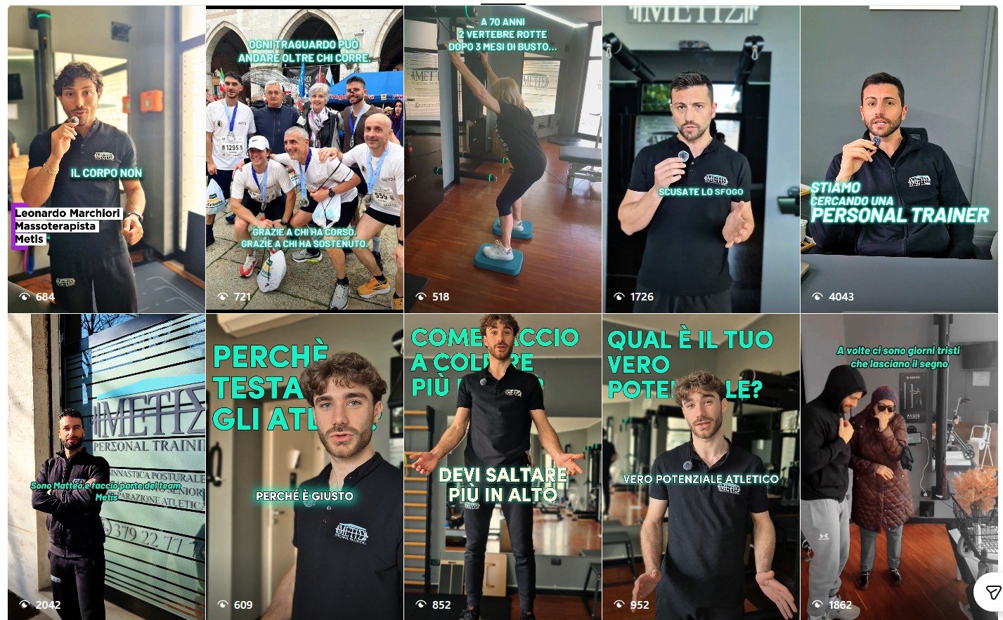 Screenshot della galleria Reel Instagram di Metis