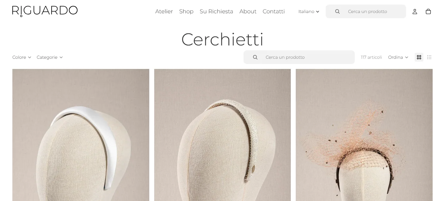 Collezione Cerchietti di Riguardo con ricerca e filtri