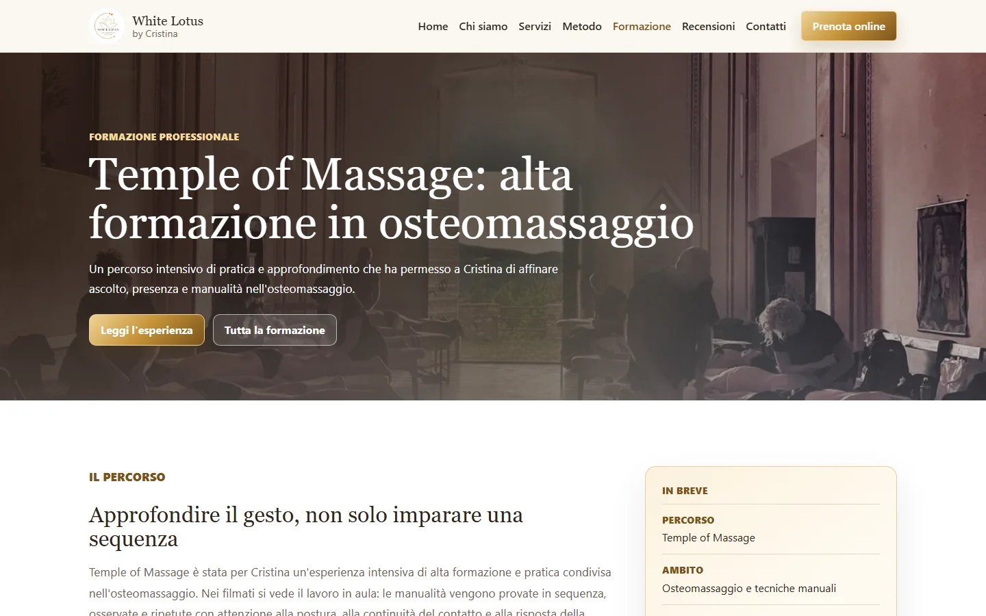 Temple of Massage article in the White Lotus training section